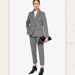 Anine Bing Light Gray Fishbone Becky Blazer And Pants Slacks